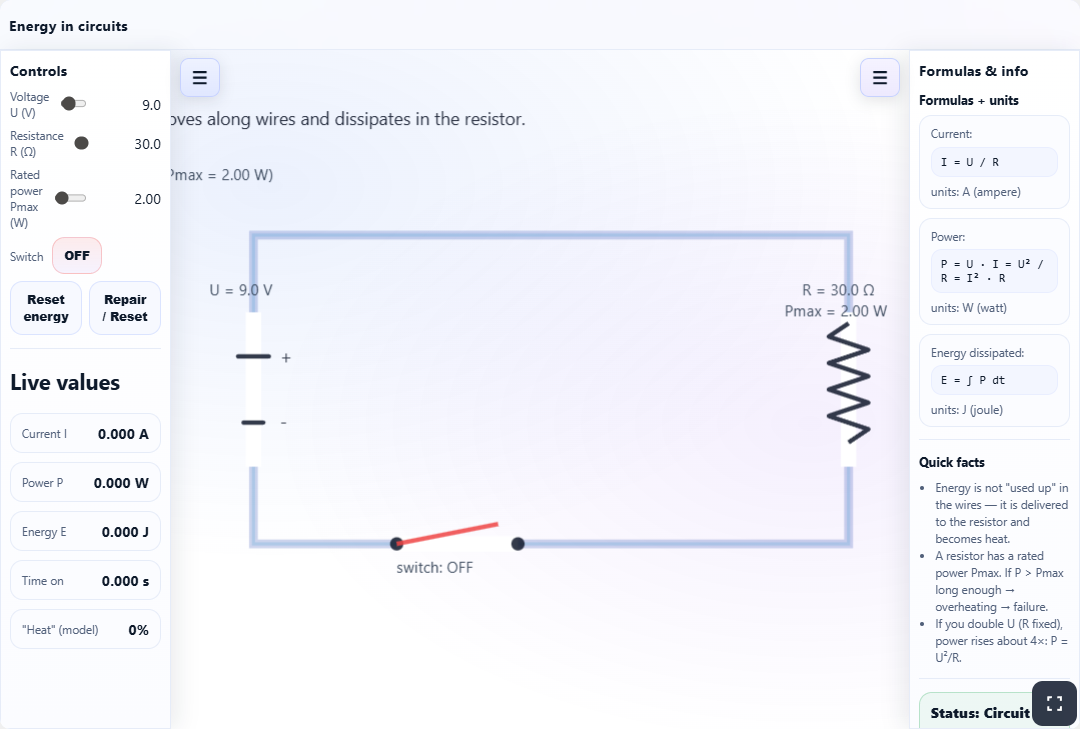 Energy in circuits